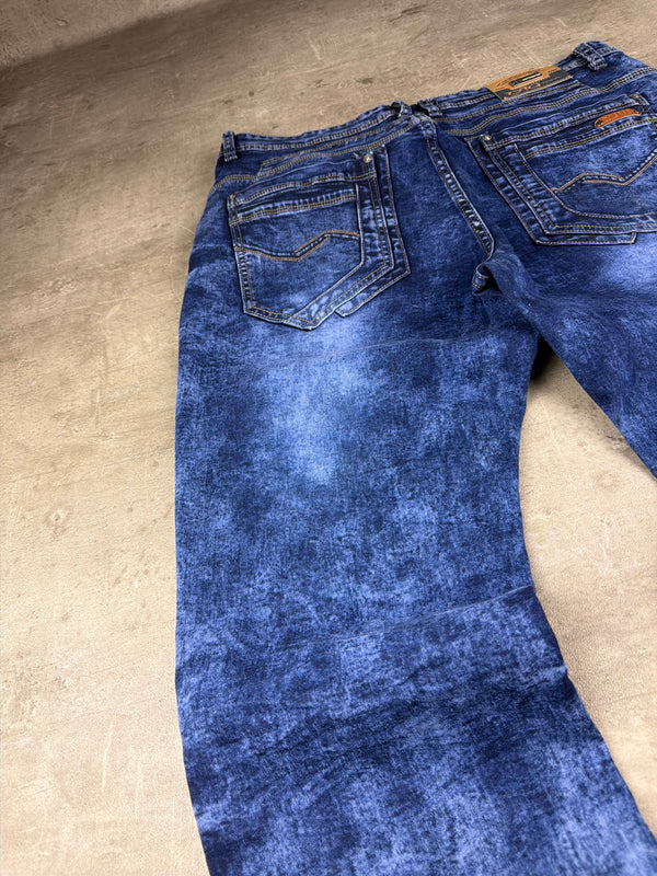 DTGreen Y2K Acid Wash Straight Denim Jeans - Royal Blue