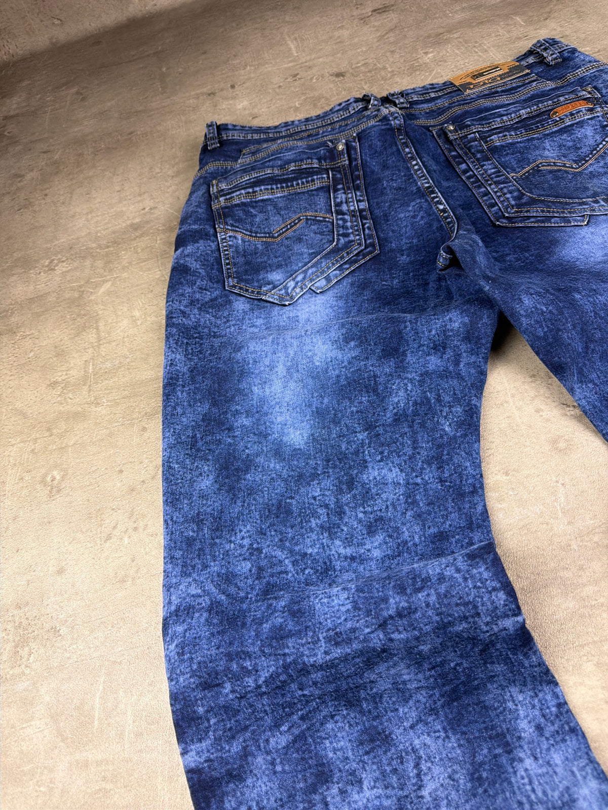 DTGreen Y2K Acid Wash Straight Denim Jeans - Royal Blue - Past Pieces