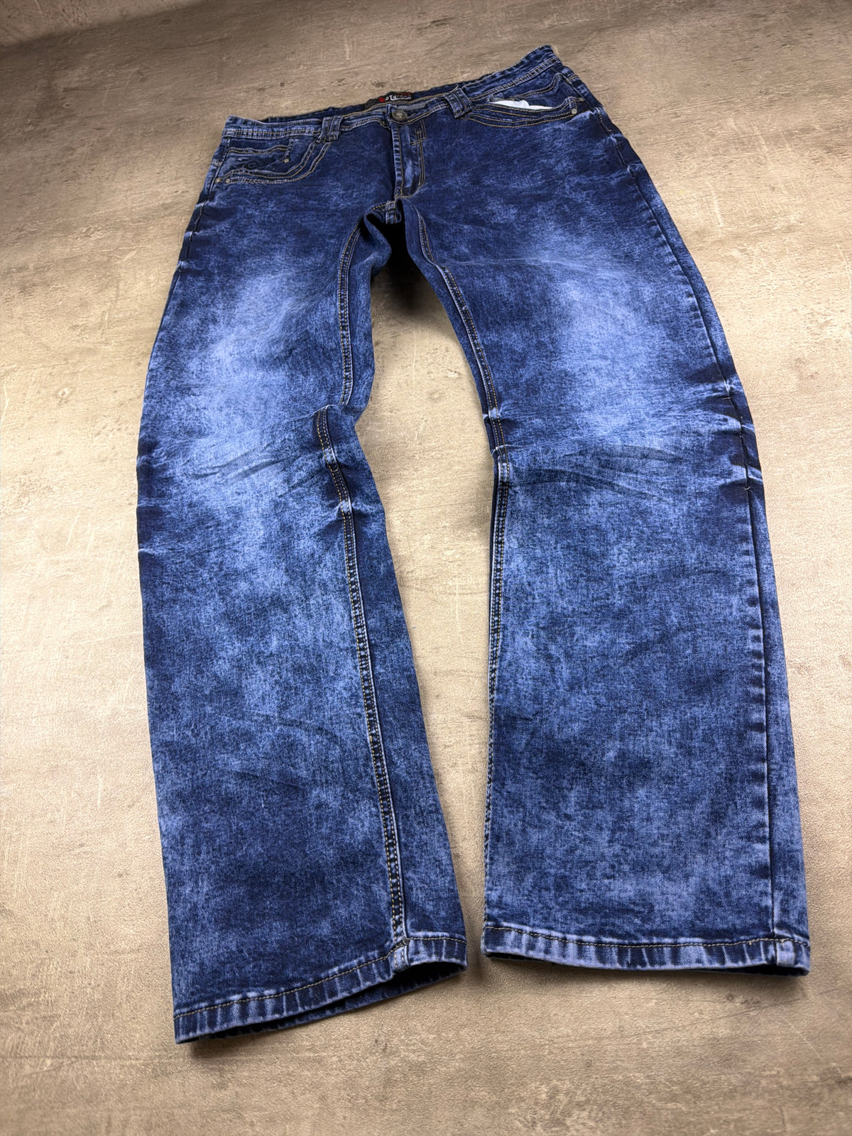DTGreen Y2K Acid Wash Straight Denim Jeans - Royal Blue - Past Pieces