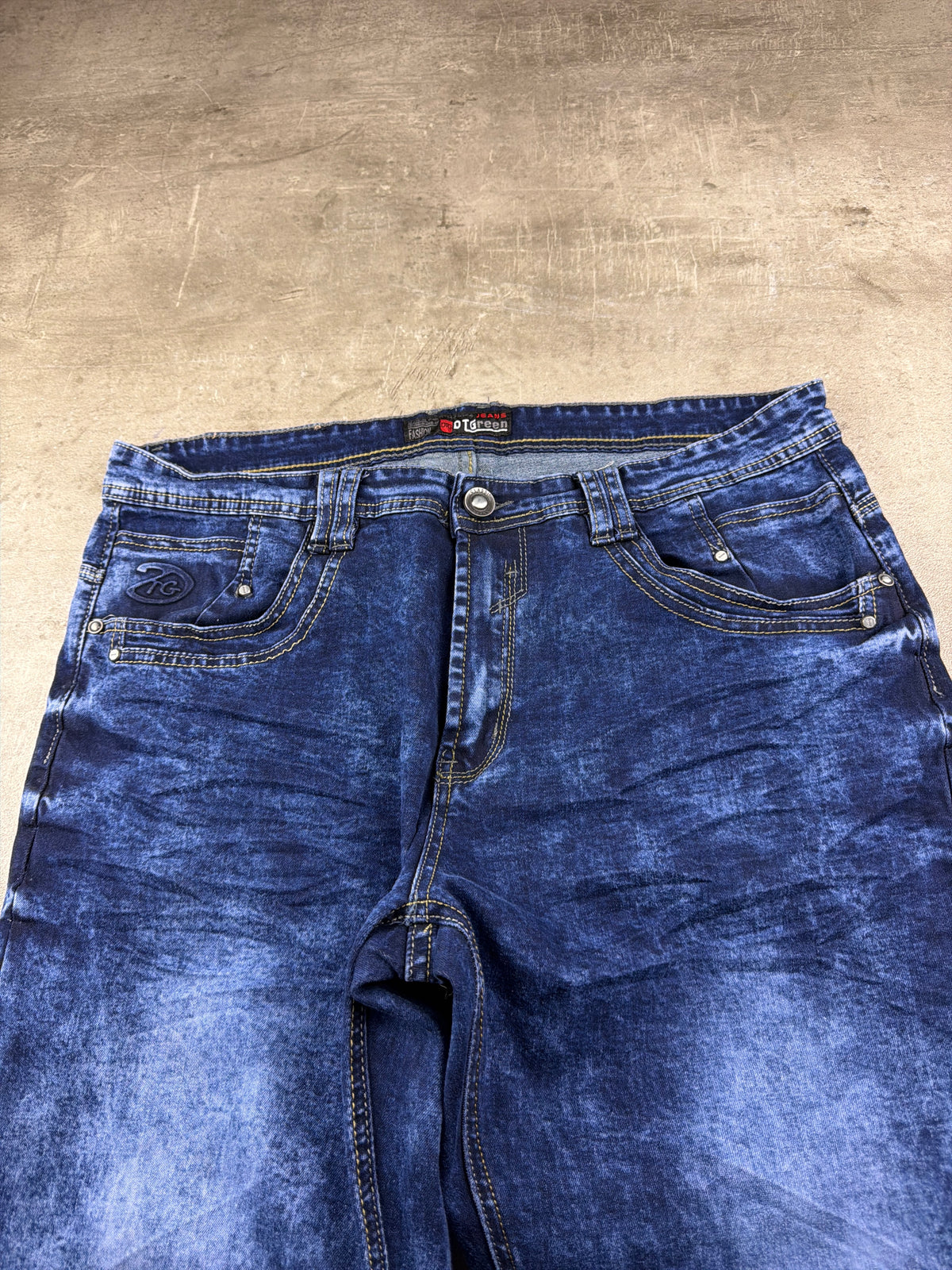 DTGreen Y2K Acid Wash Straight Denim Jeans - Royal Blue – Ansicht 8