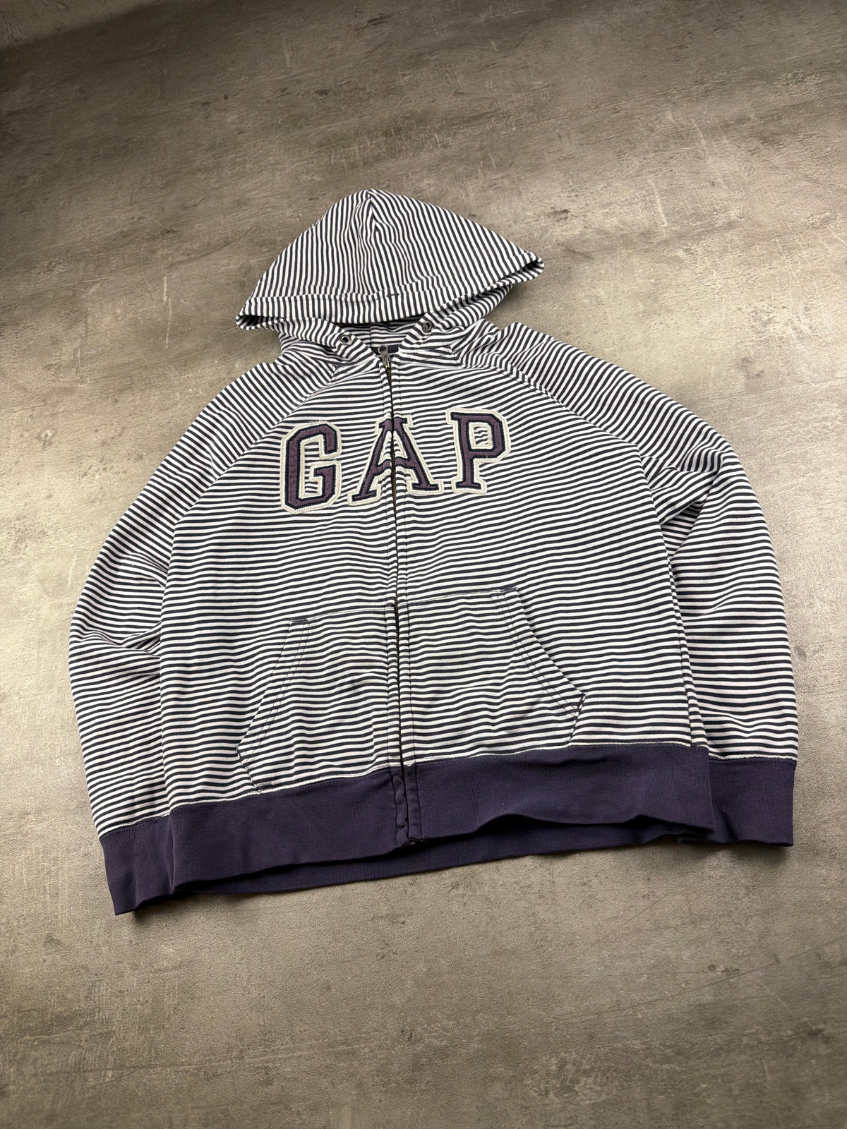 Gap Y2K Striped Logo Zip Hoodie - Navy Blue / White – Ansicht 2