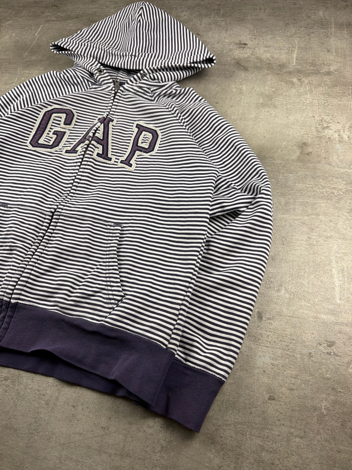Gap Y2K Striped Logo Zip Hoodie - Navy Blue / White – Ansicht 4