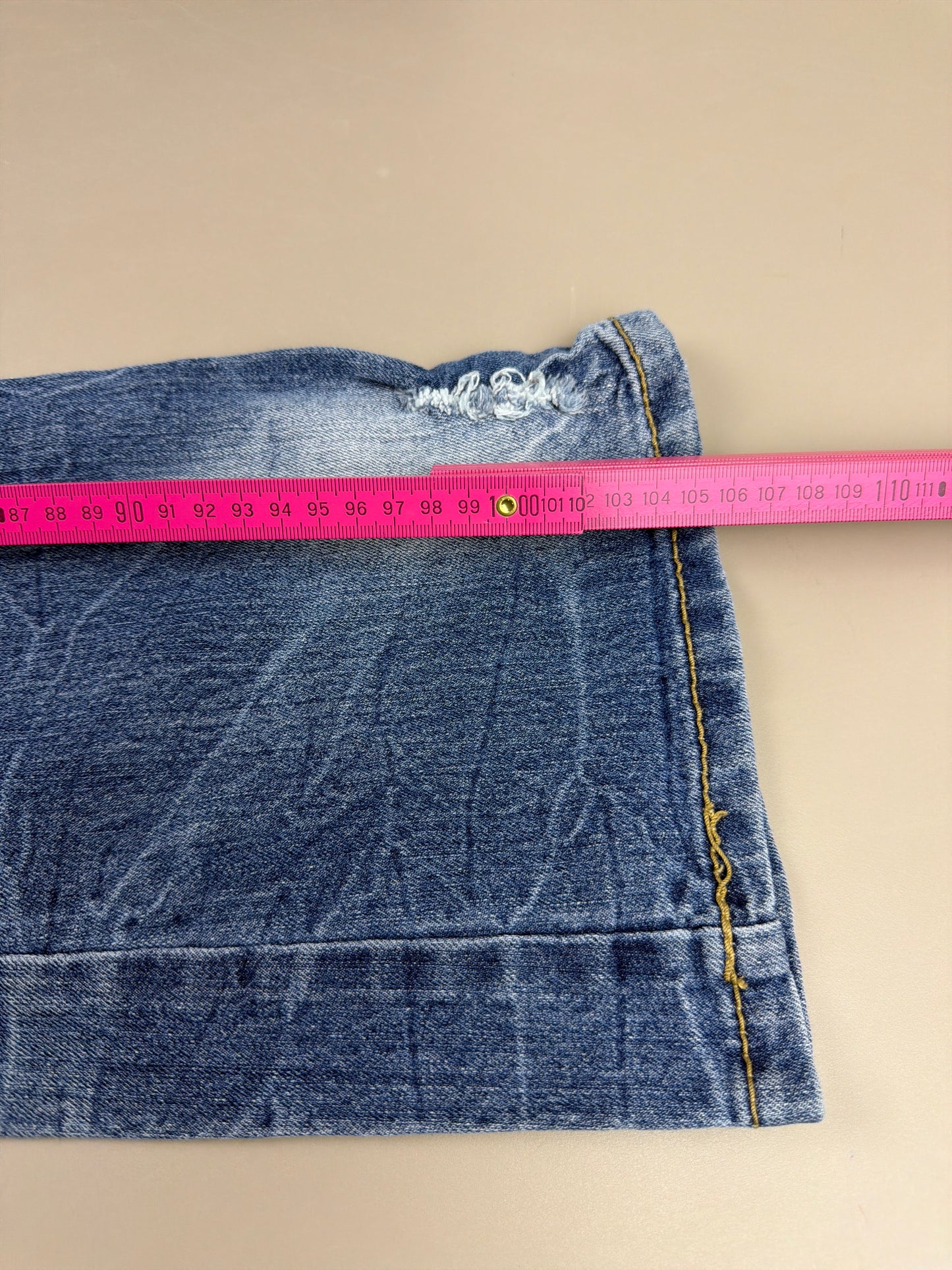 Dereon Vintage "Fleur-de-Lis" Flared Denim - Acid Wash Neon Green Embroidery