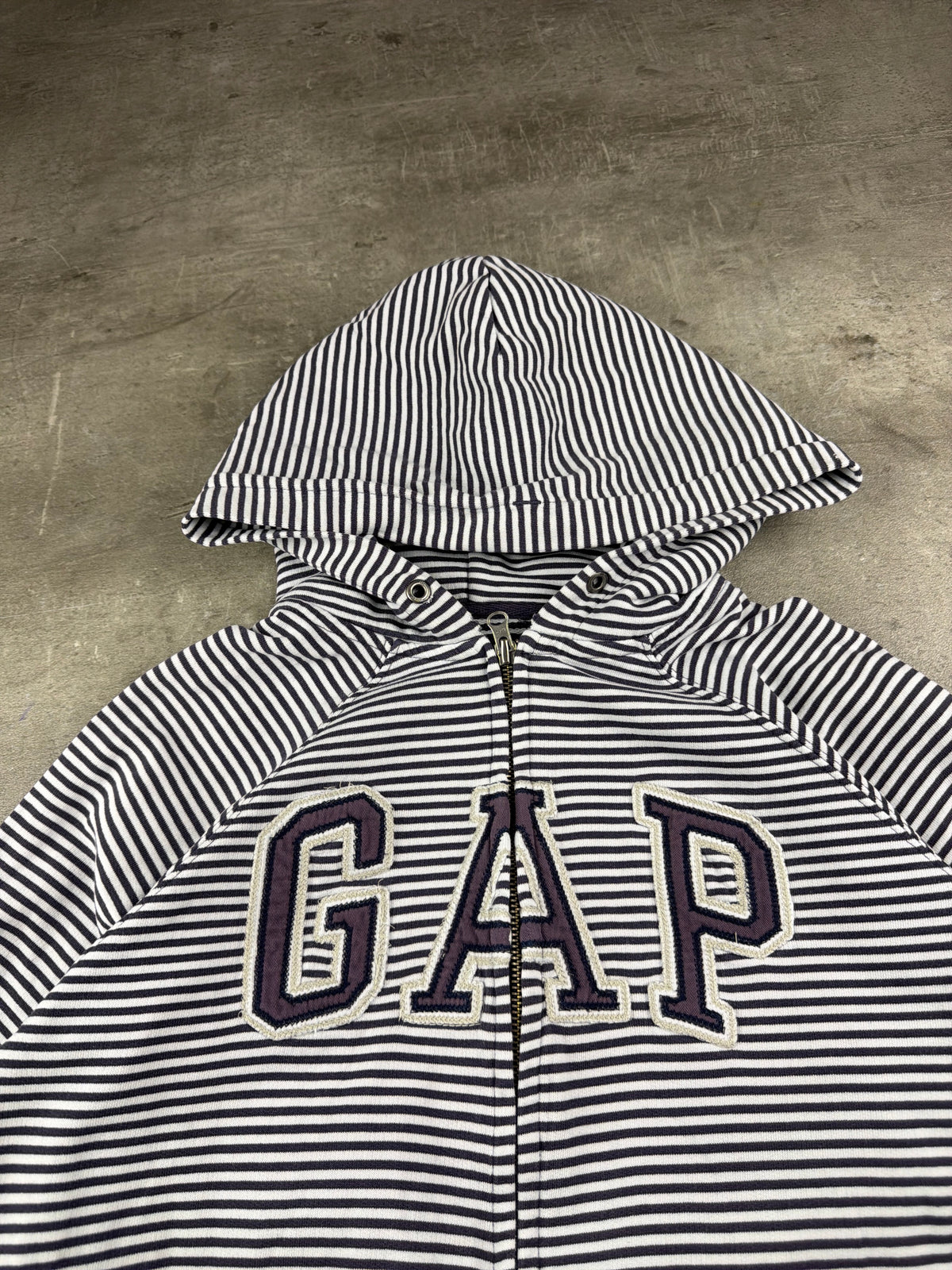 Gap Y2K Striped Logo Zip Hoodie - Navy Blue / White – Ansicht 5