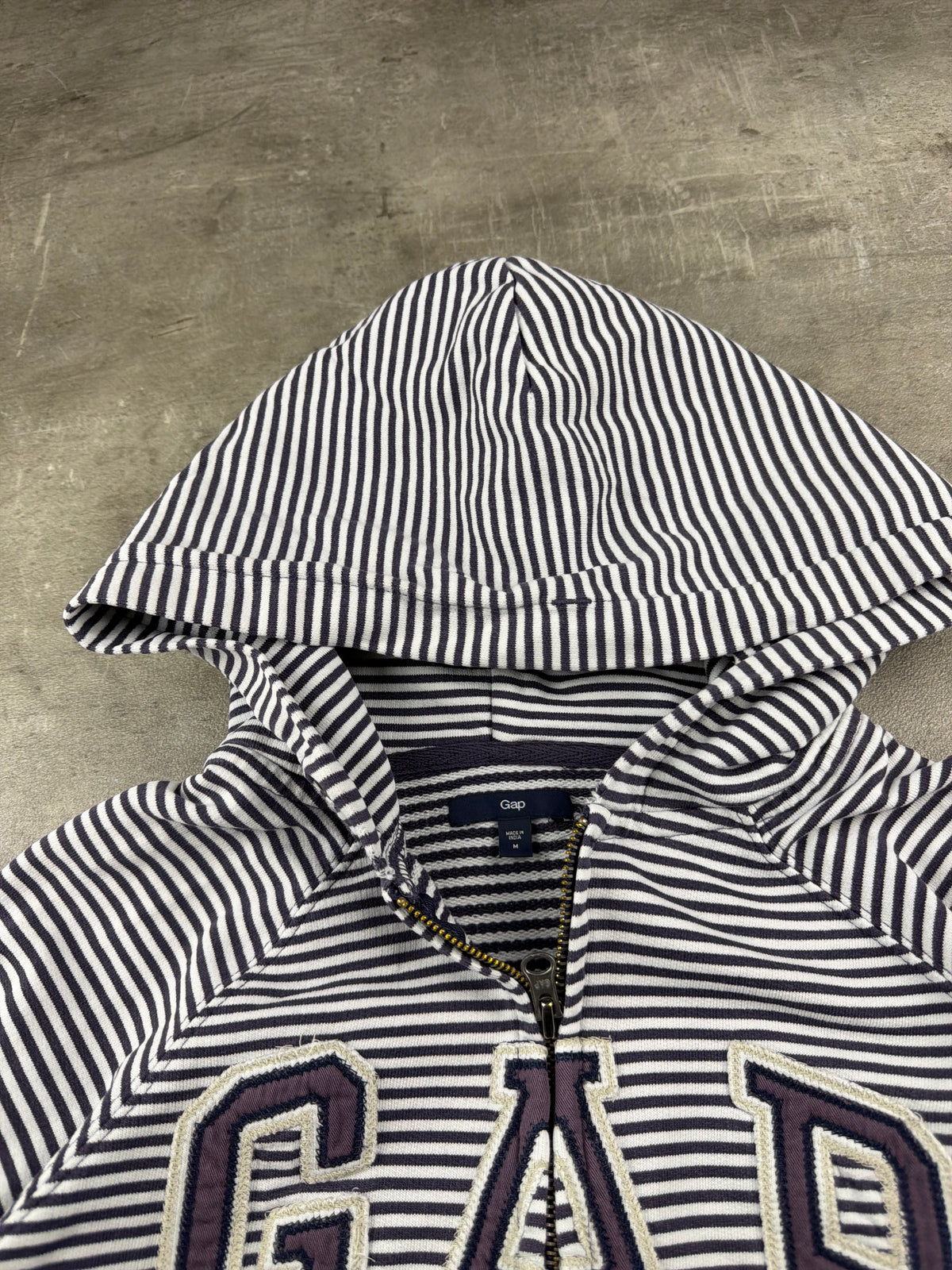 Gap Y2K Striped Logo Zip Hoodie - Navy Blue / White – Ansicht 6