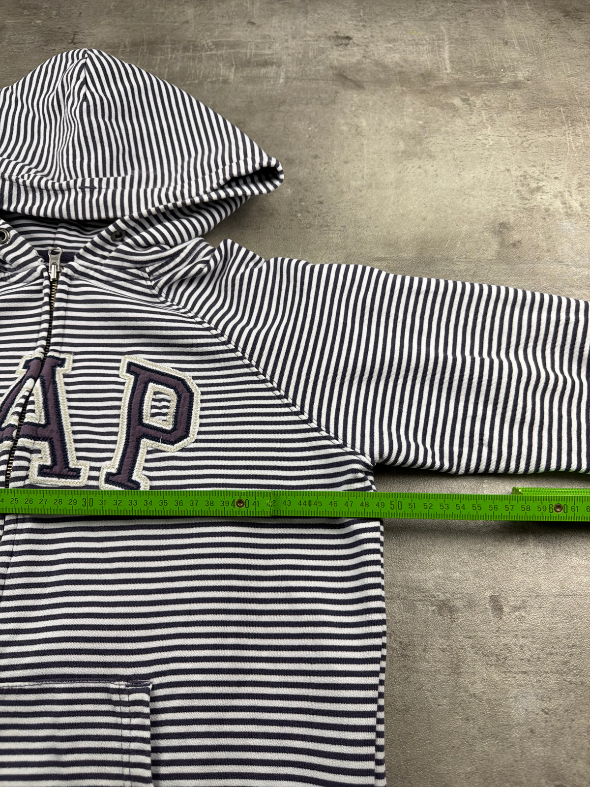 Gap Y2K Striped Logo Zip Hoodie - Navy Blue / White - Past Pieces