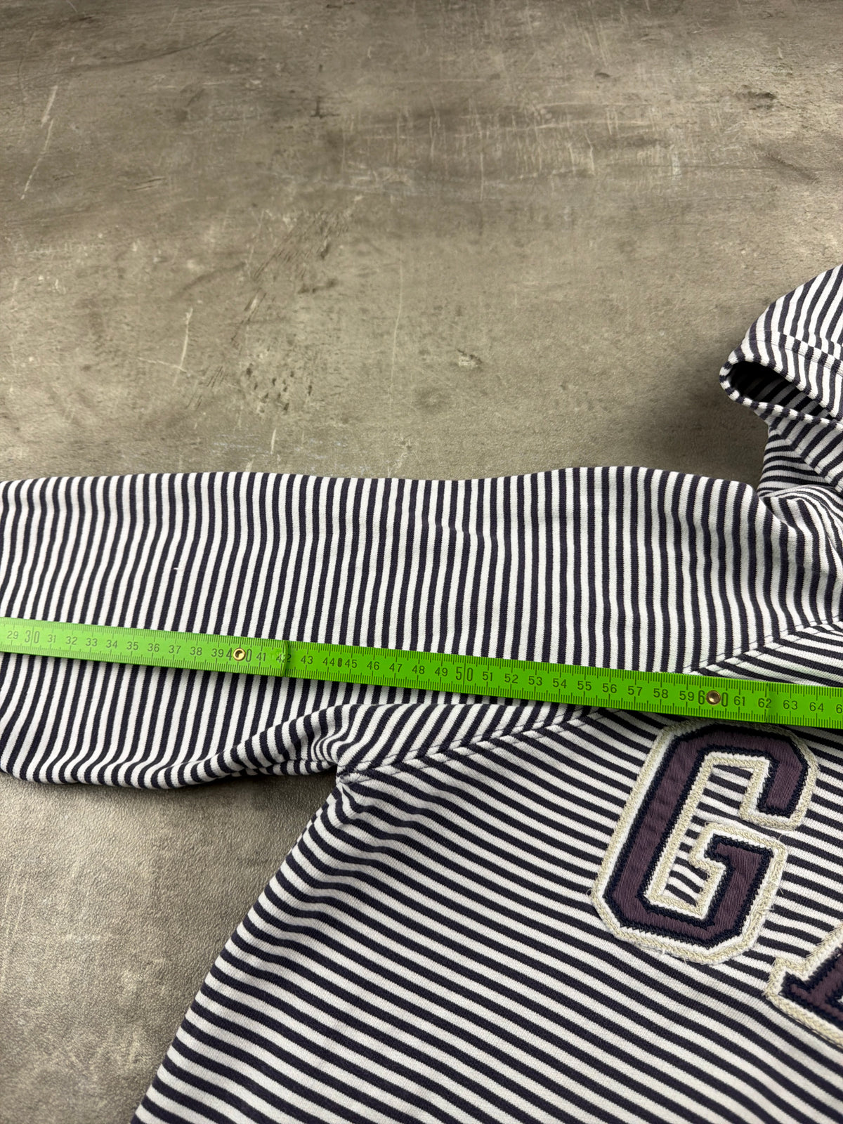 Gap Y2K Striped Logo Zip Hoodie - Navy Blue / White - Past Pieces