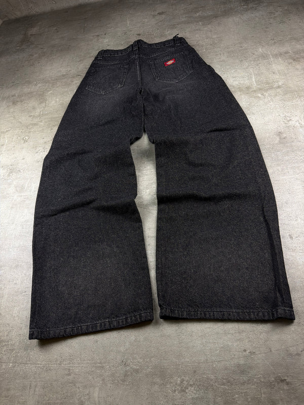 Dickies Baggy Wide Leg Faded Denim Jeans - Washed Black
