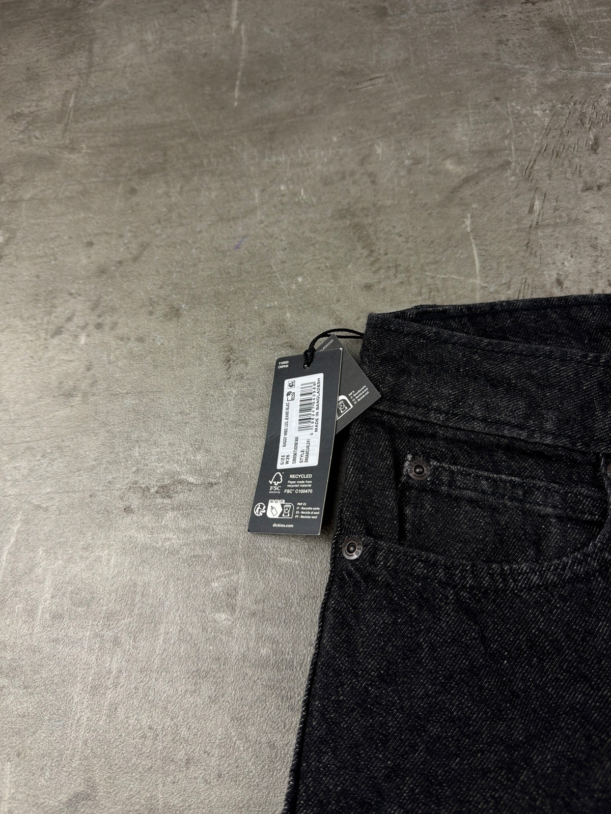 Dickies Baggy Wide Leg Faded Denim Jeans - Washed Black - Past Pieces
