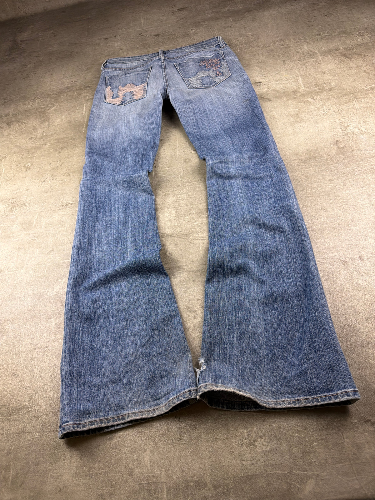 H.A 67 Y2K Low Waist Embroidered Flared Denim - Light Blue Washed – Ansicht 2