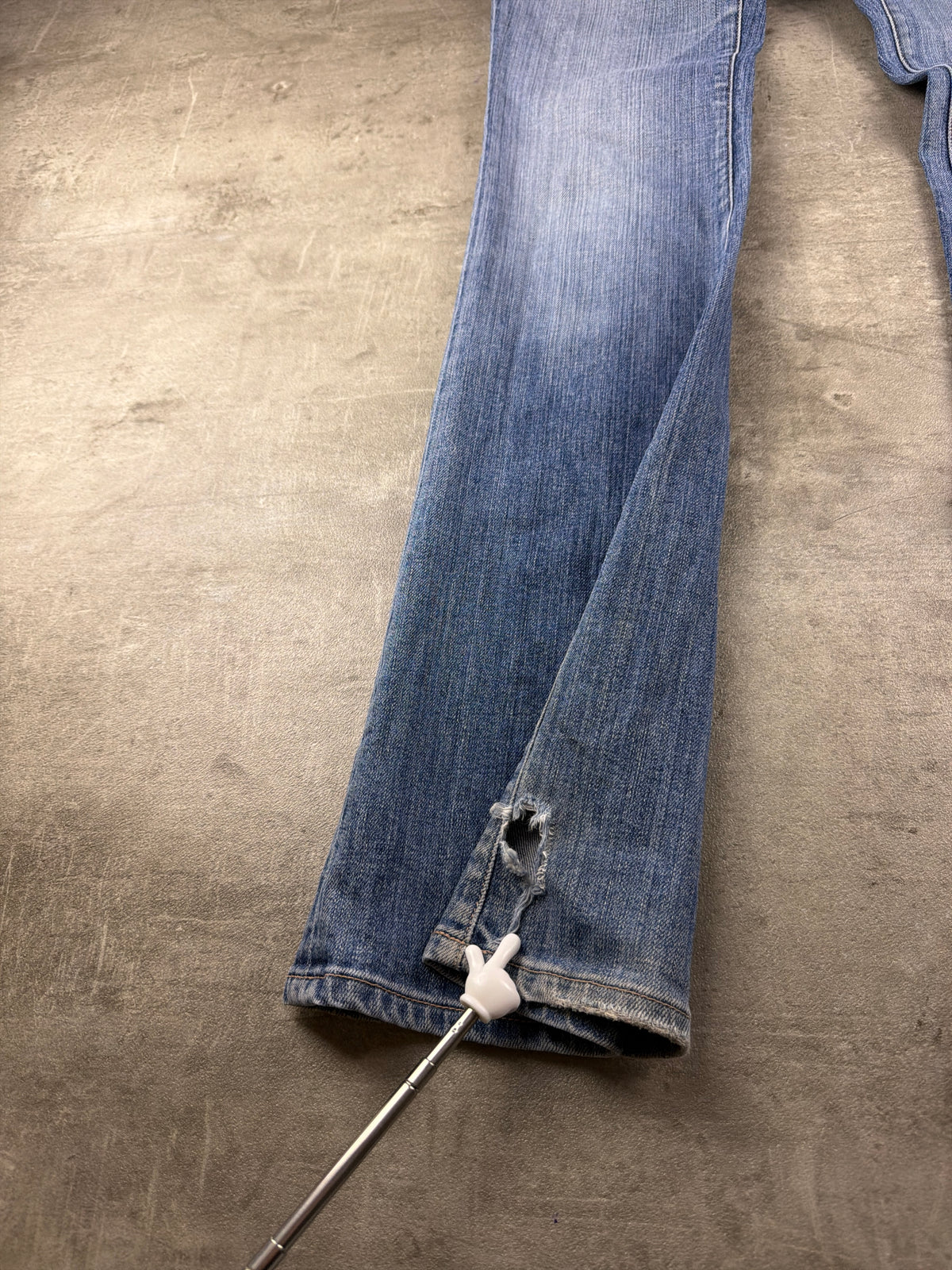 H.A 67 Y2K Low Waist Embroidered Flared Denim - Light Blue Washed - Past Pieces