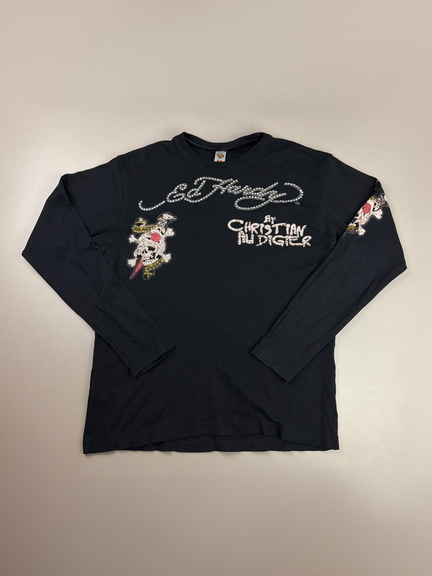 Ed Hardy "Death or Glory" Rhinestone Longsleeve - All Black Cyber Gothic