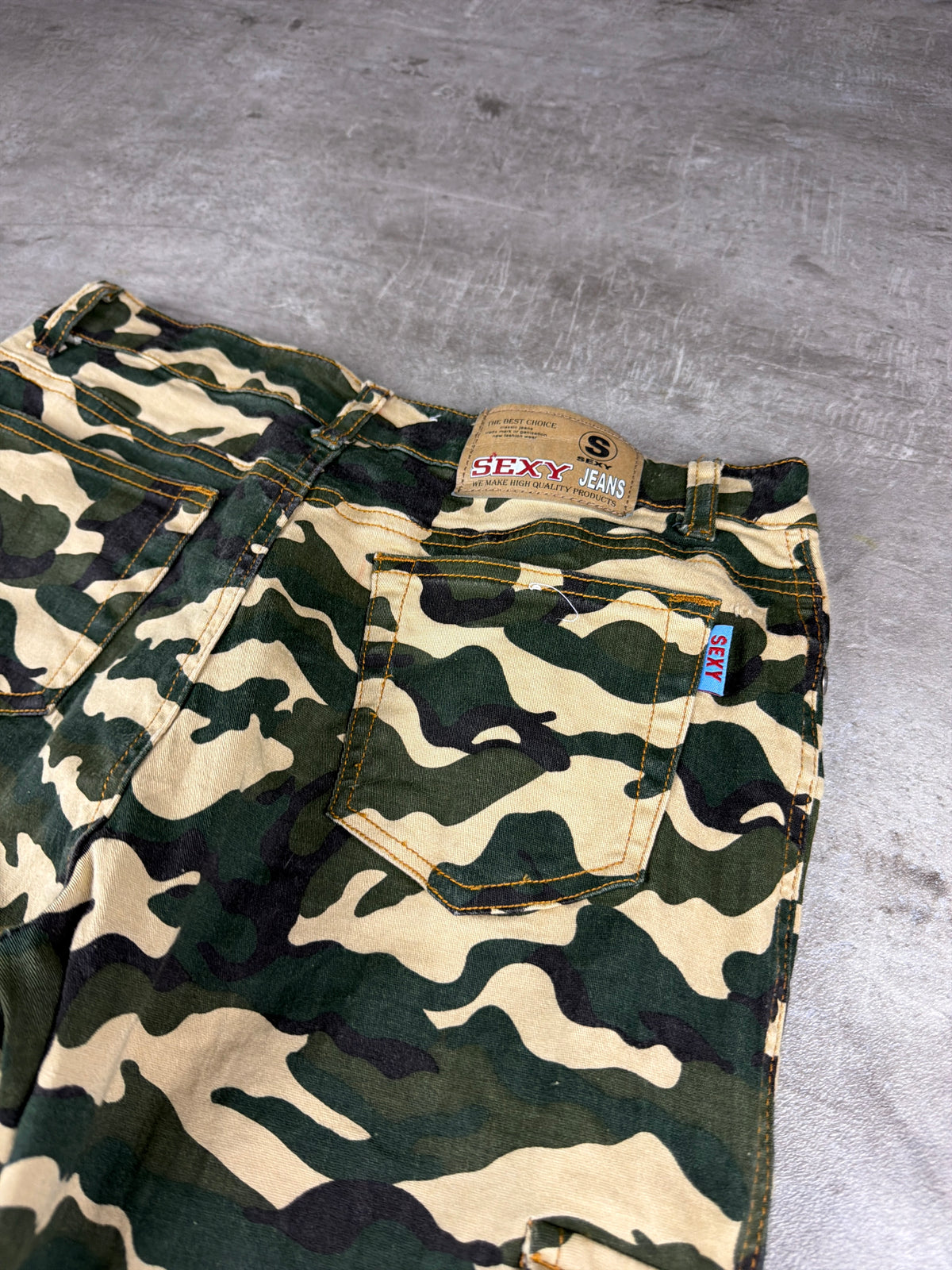 Sexy Jeans Y2K Camo Cargo Flared Pants - Green / Beige Stretch – Ansicht 8