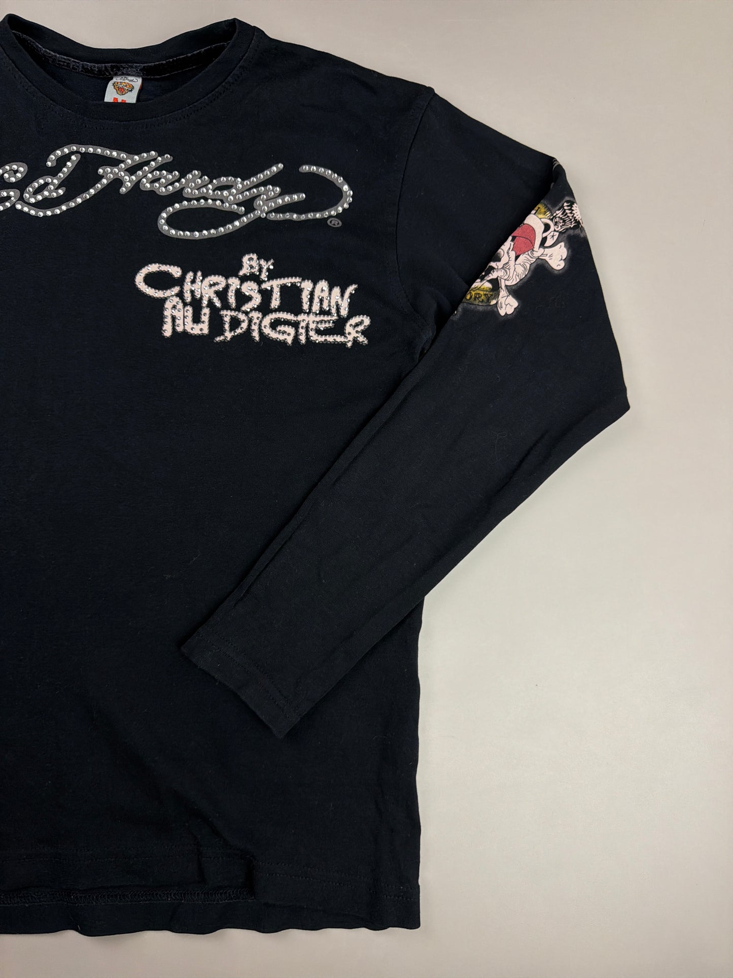 Ed Hardy "Death or Glory" Rhinestone Longsleeve - All Black Cyber Gothic