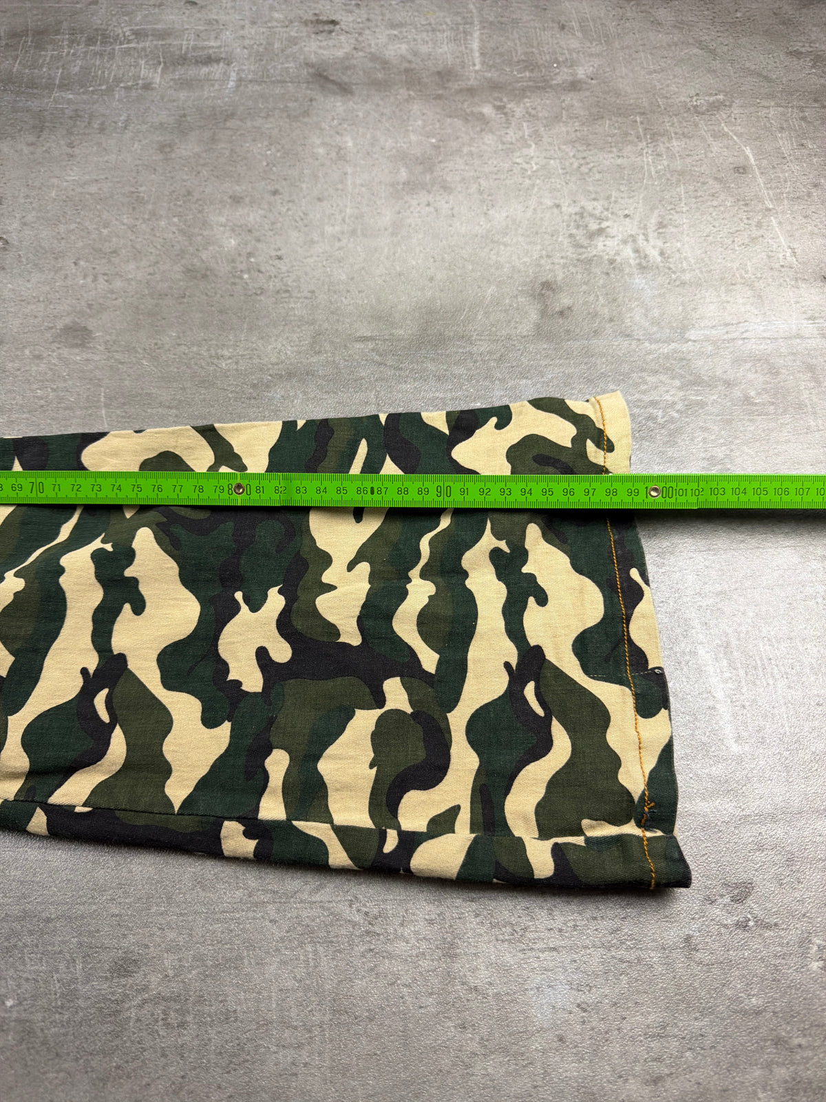 Sexy Jeans Y2K Camo Cargo Flared Pants - Green / Beige Stretch - Past Pieces