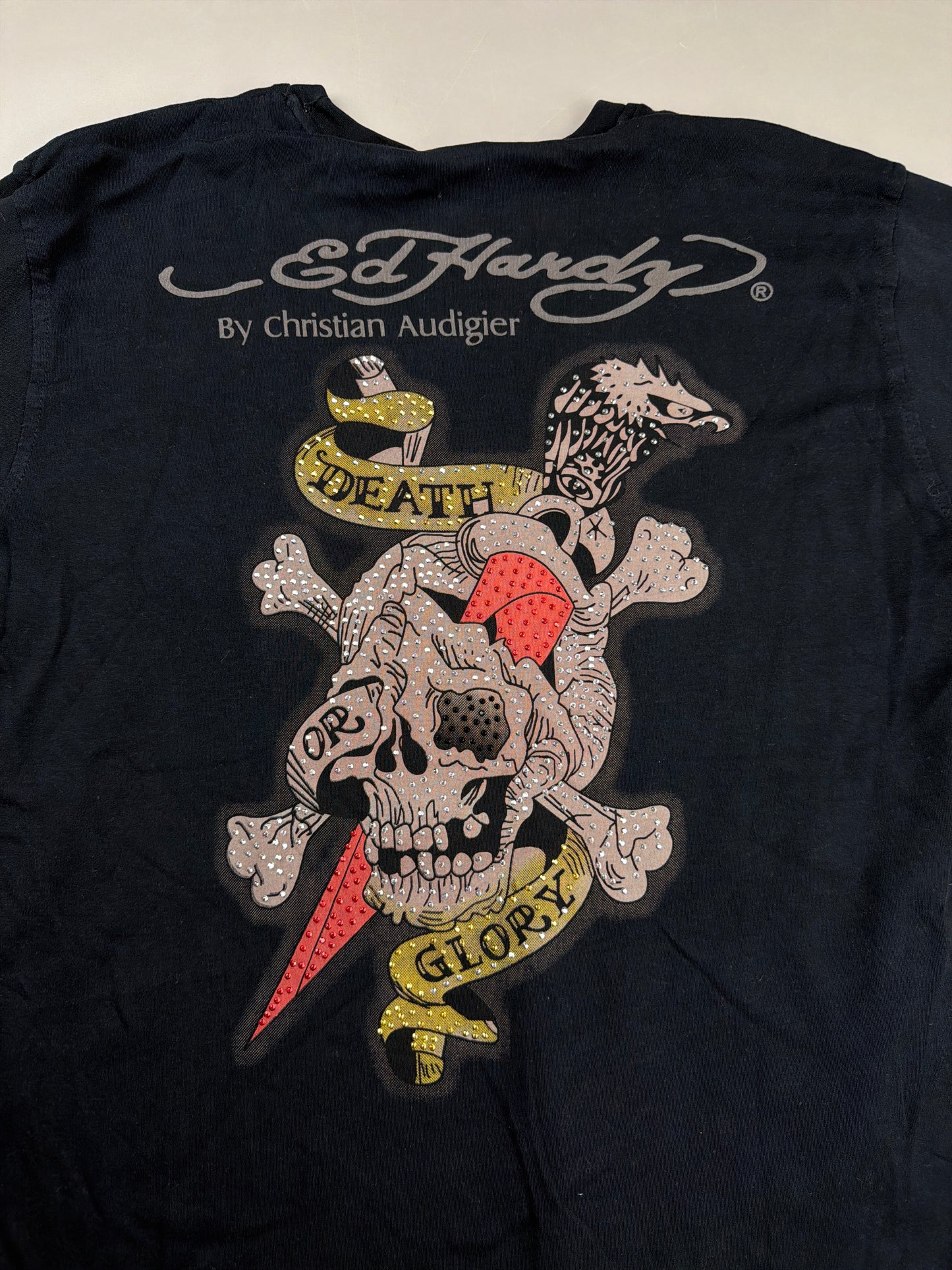 Ed Hardy "Death or Glory" Rhinestone Longsleeve - All Black Cyber Gothic