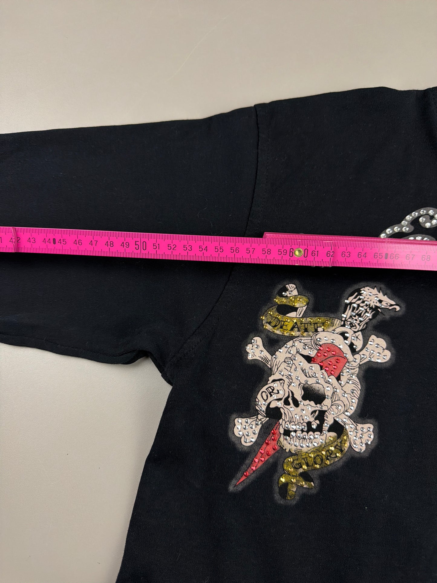 Ed Hardy "Death or Glory" Rhinestone Longsleeve - All Black Cyber Gothic