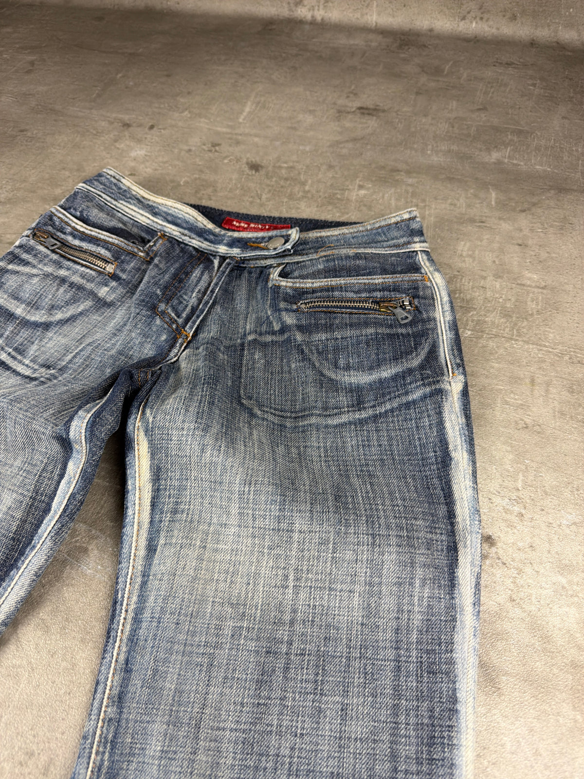 Miss Sixty Y2K Low Waist Bootcut Denim - Washed Blue Distressed - Past Pieces