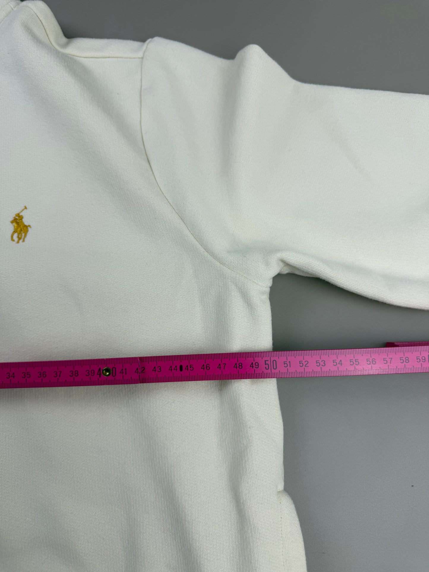 Ralph Lauren Vintage Preppy Half-Zip Sweatshirt - Off-White / Tartan Plaid Collar
