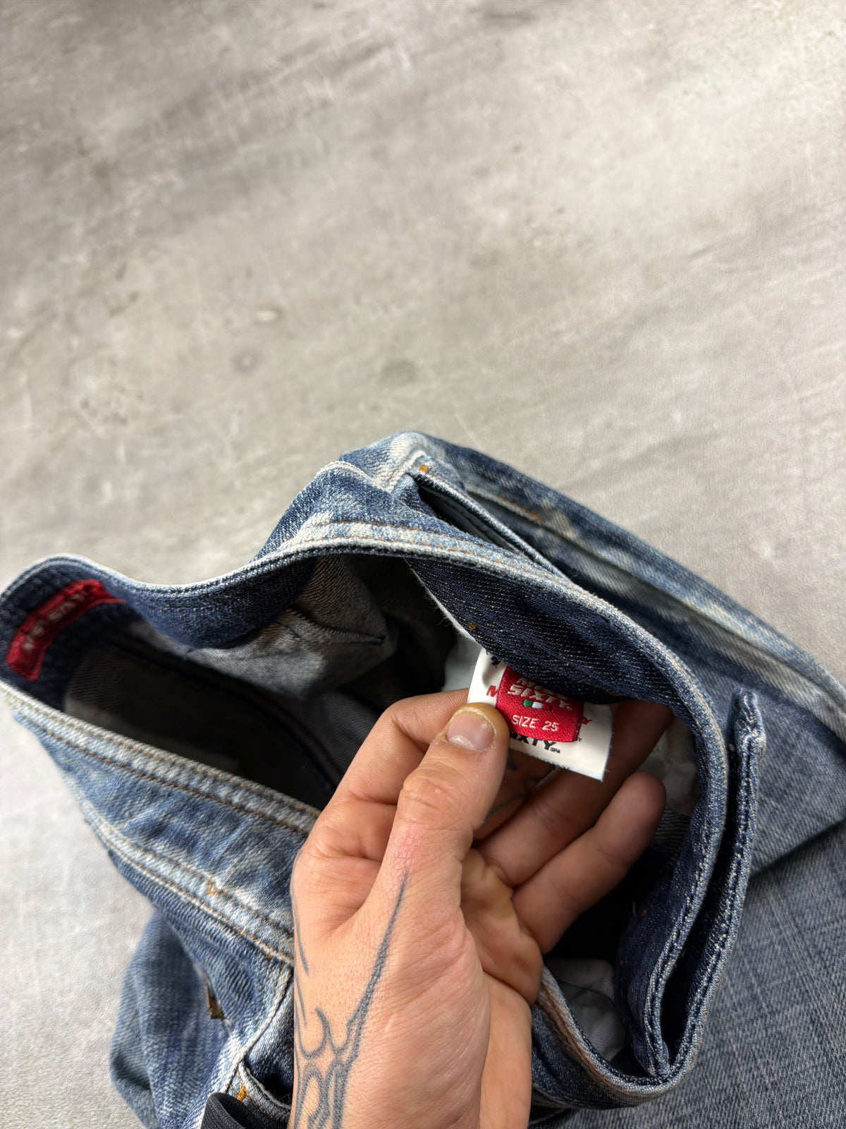 Miss Sixty Y2K Low Waist Bootcut Denim - Washed Blue Distressed - Past Pieces
