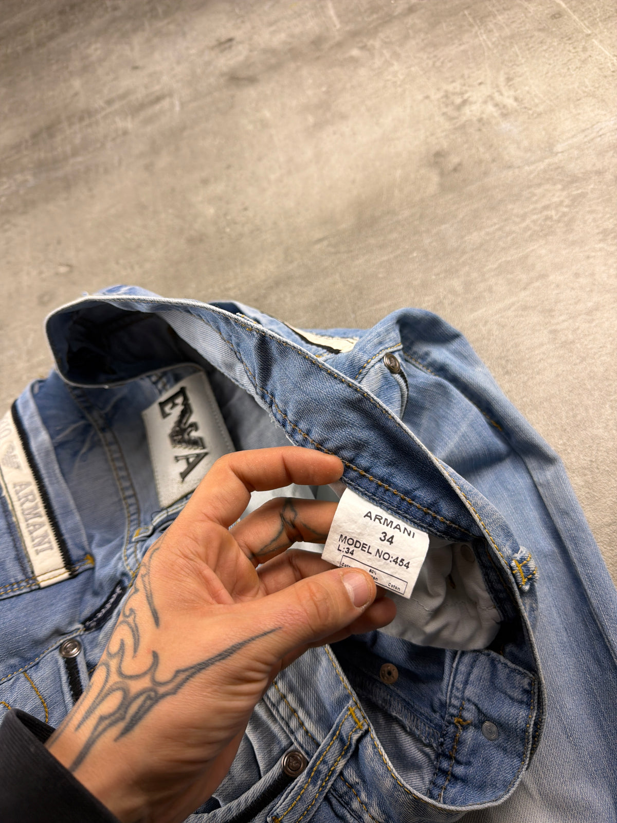 Armani Jeans Archive Embroidered Eagle Baggy Denim - Light Blue Washed – Ansicht 6