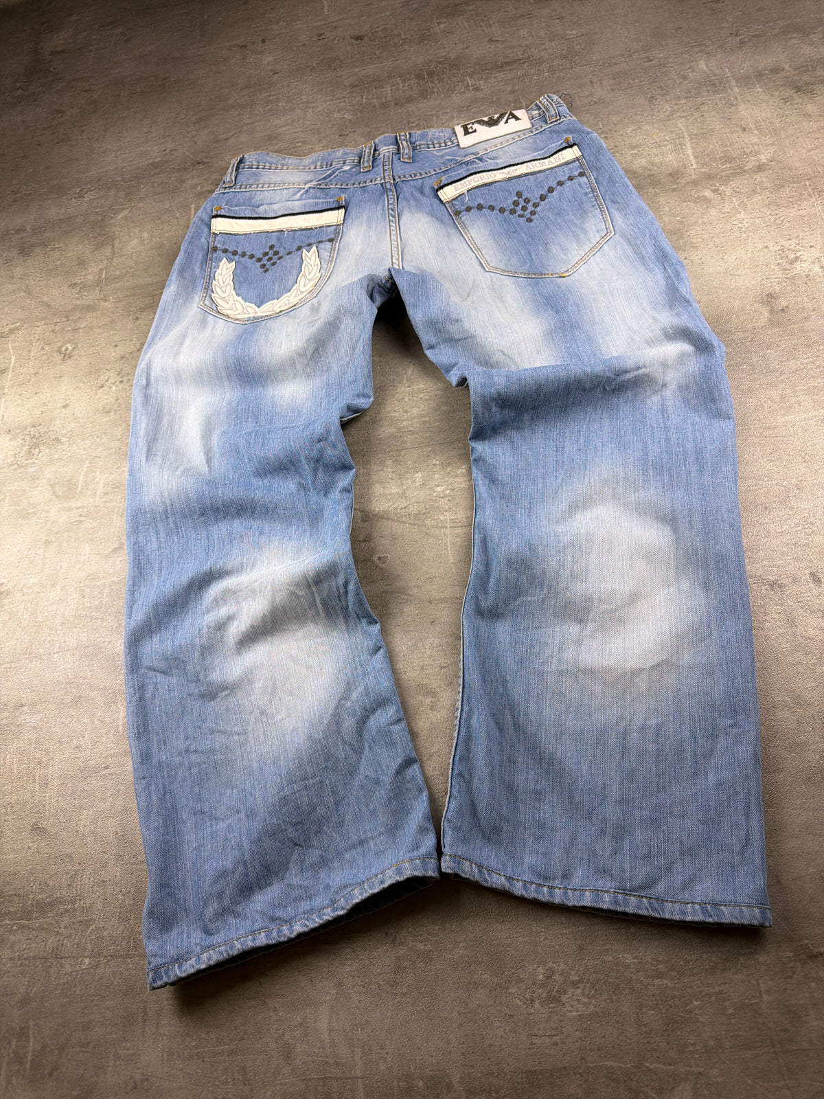 Armani Jeans Archive Embroidered Eagle Baggy Denim - Light Blue Washed – Ansicht 7