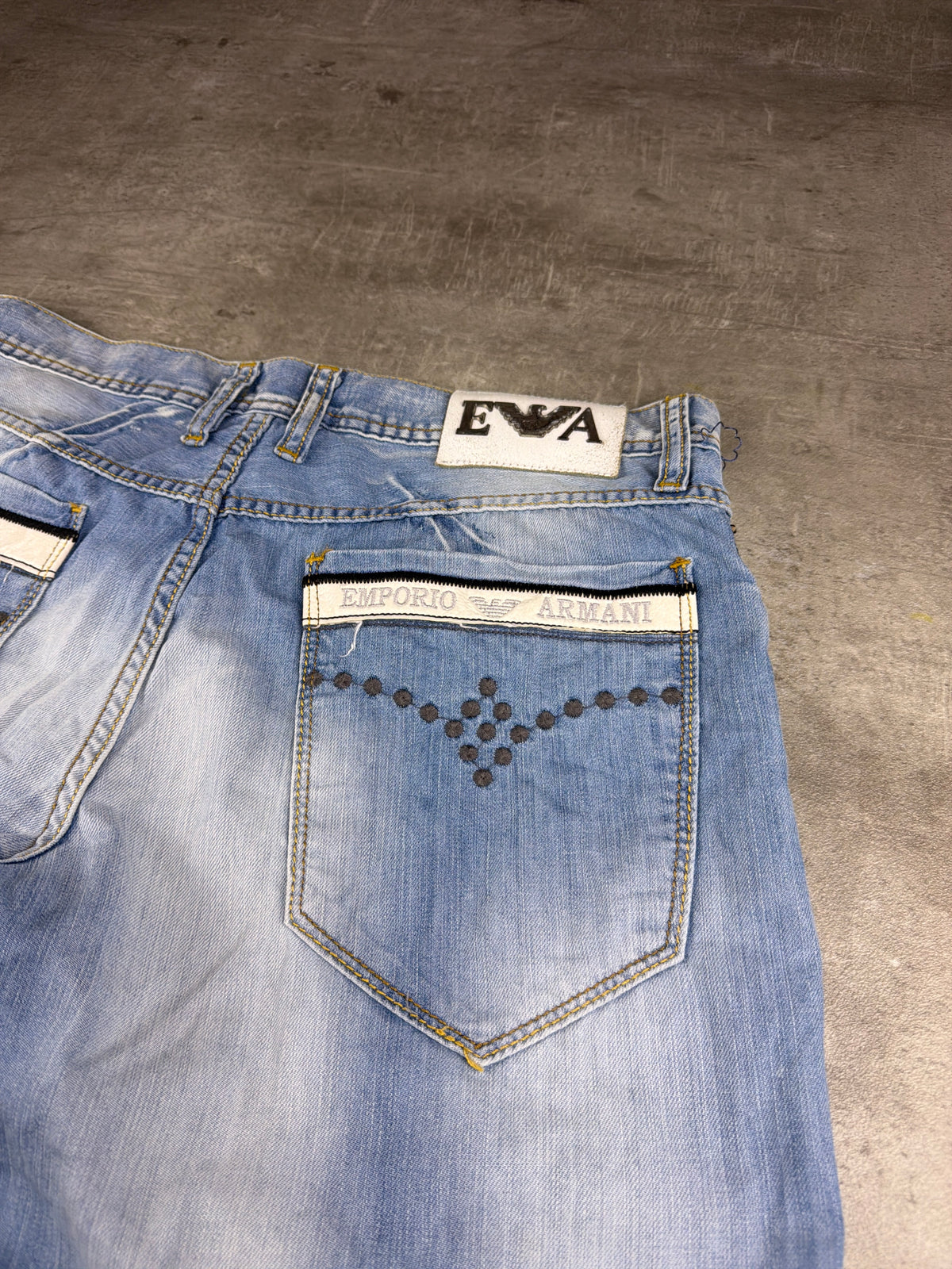 Armani Jeans Archive Embroidered Eagle Baggy Denim - Light Blue Washed - Past Pieces