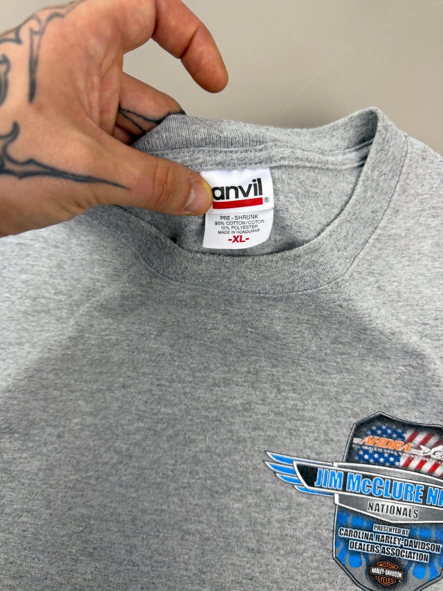 Anvil / Harley-Davidson Archive "Jim McClure Nitro Nationals 2010" Graphic Tee - Grey Melange / Biker Racing Core