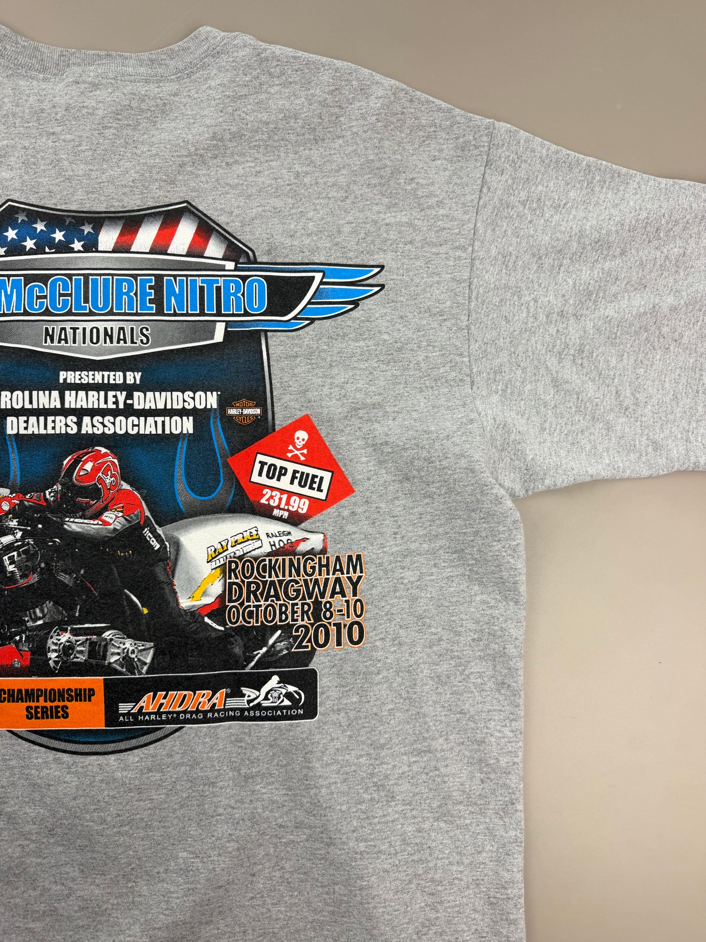 Anvil / Harley-Davidson Archive "Jim McClure Nitro Nationals 2010" Graphic Tee - Grey Melange / Biker Racing Core