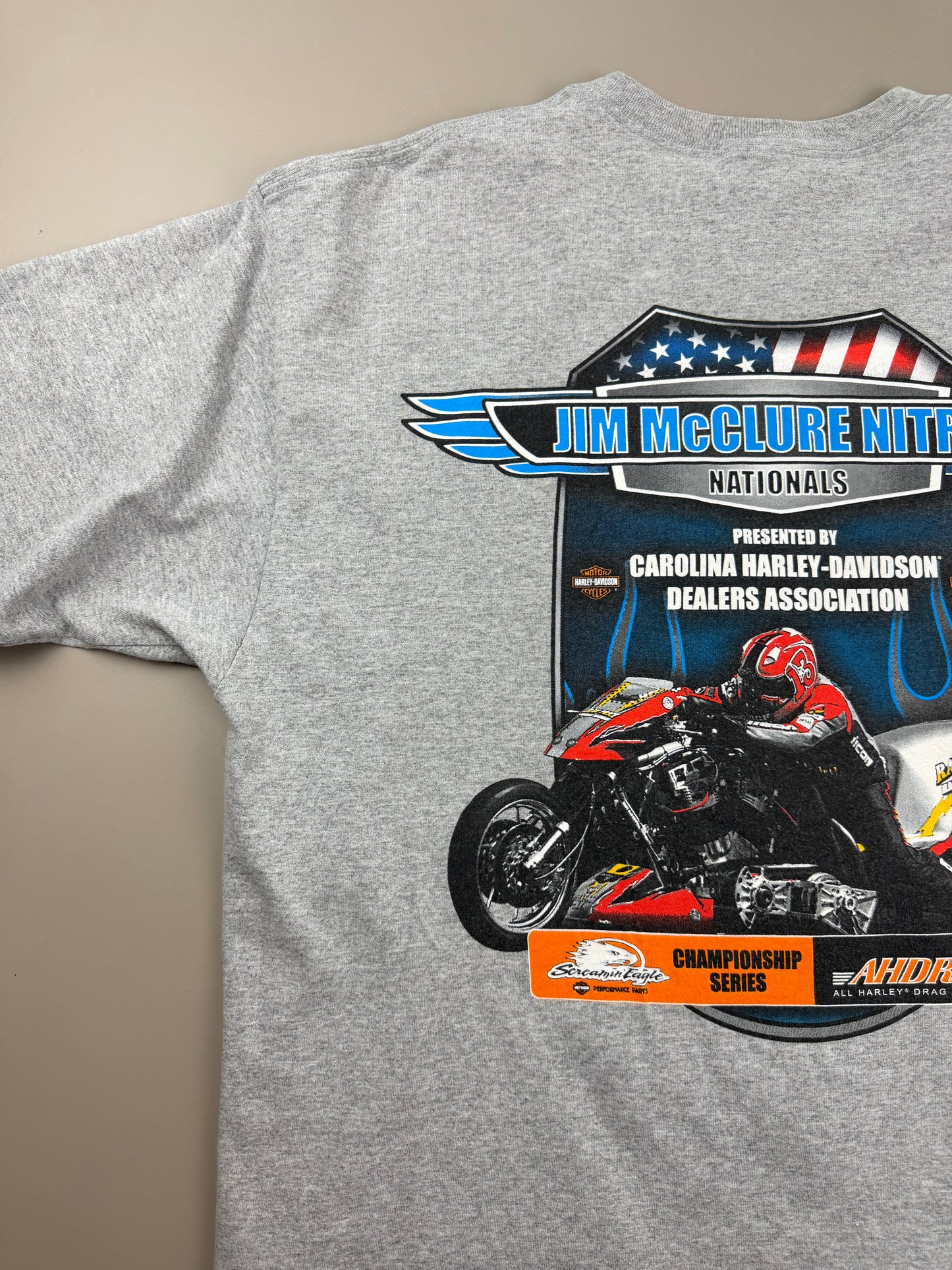Anvil / Harley-Davidson Archive "Jim McClure Nitro Nationals 2010" Graphic Tee - Grey Melange / Biker Racing Core