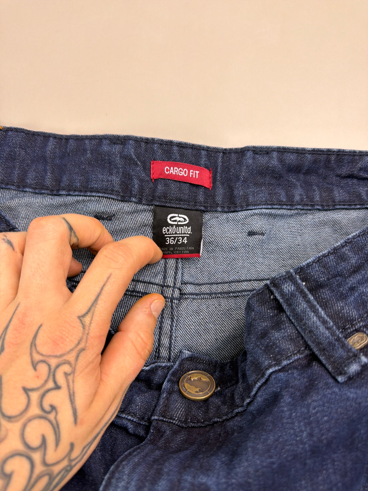 Ecko Unltd. Vintage "Rhino Cargo" Baggy Denim - Dark Blue Wash
