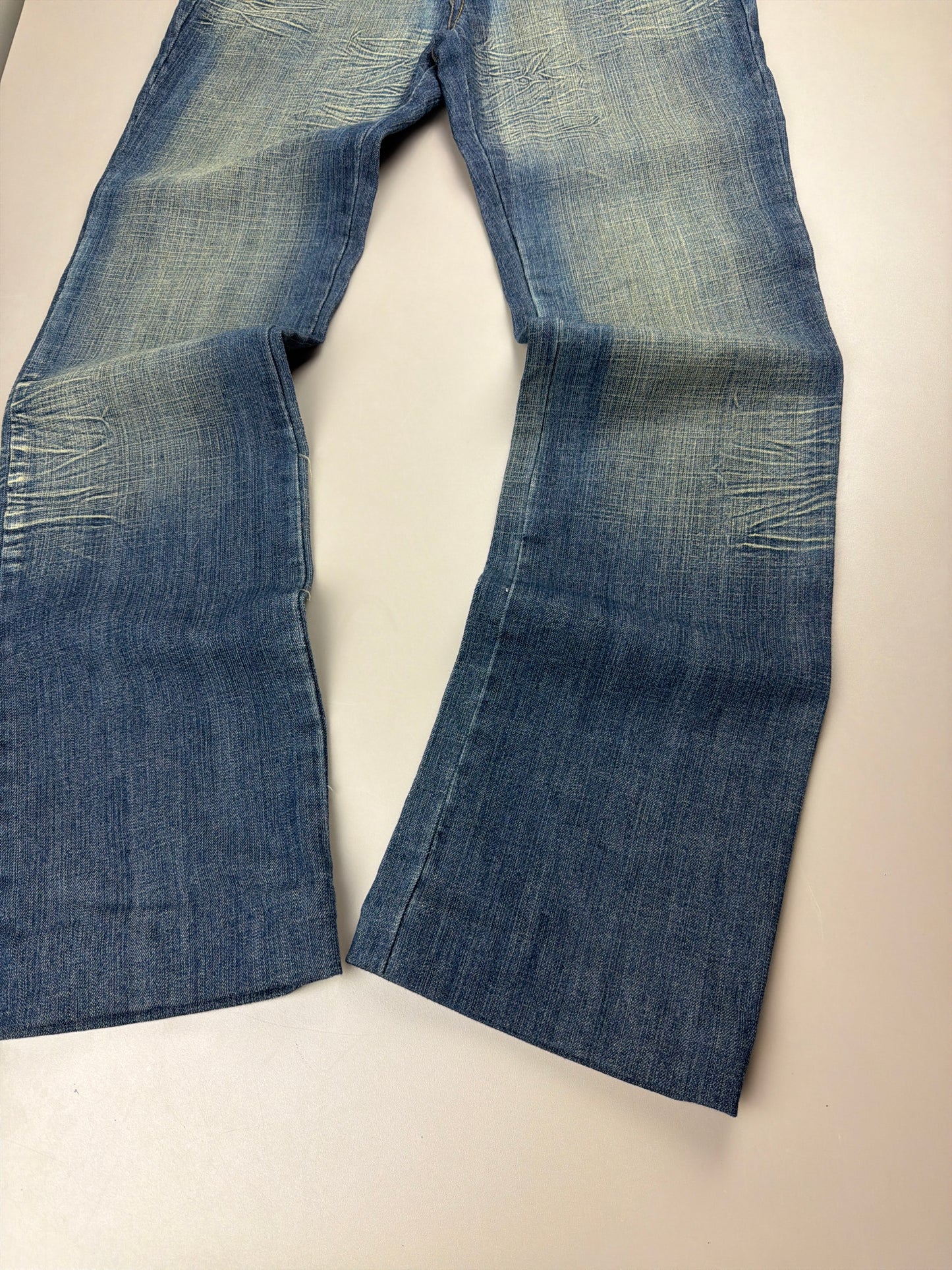 Rossa Miss Jeans "Rhinestone" Flare Denim - Sand Washed Blue
