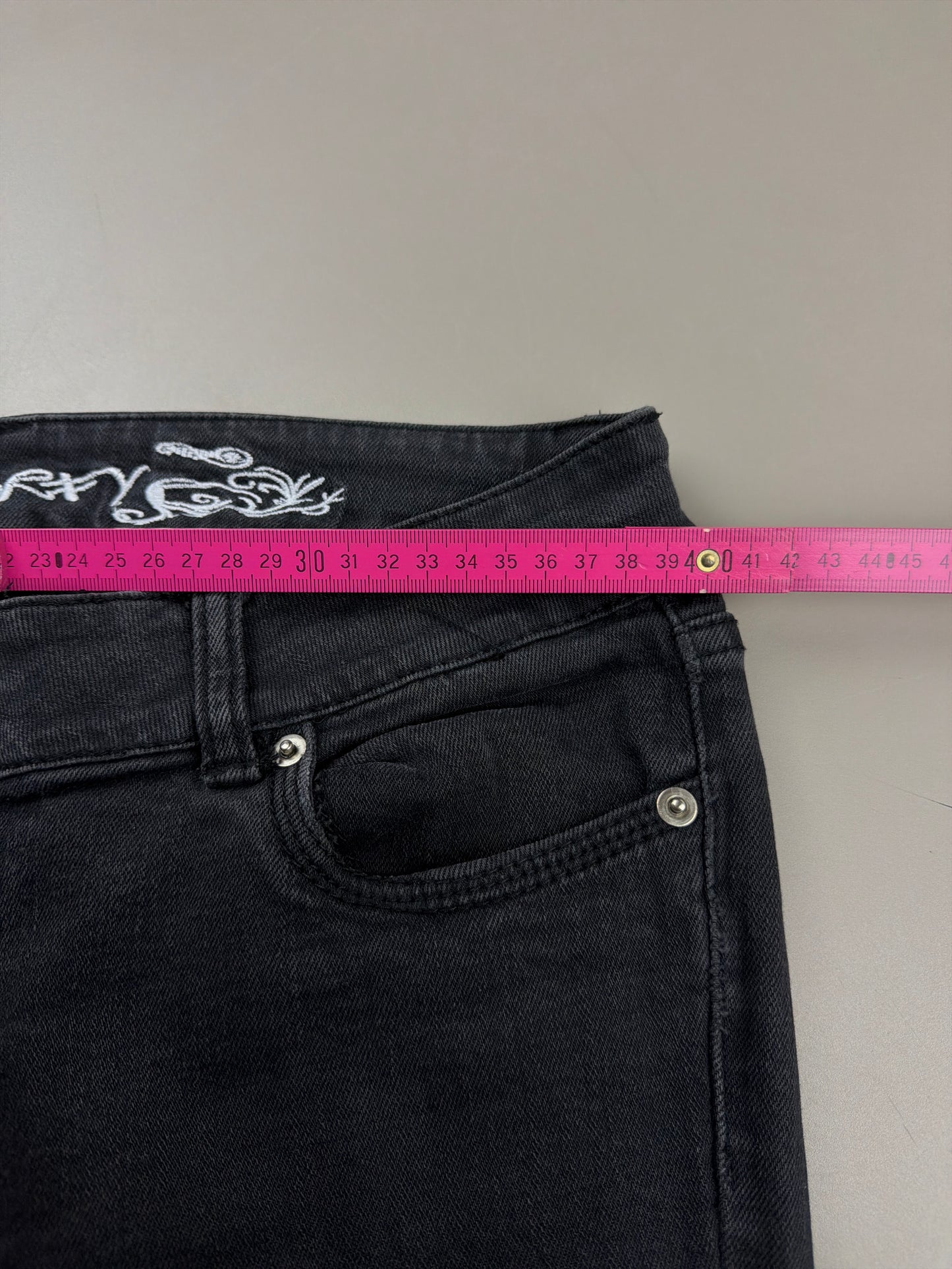 Norfy Y2K Rhinestone Bootcut Jeans - All Black
