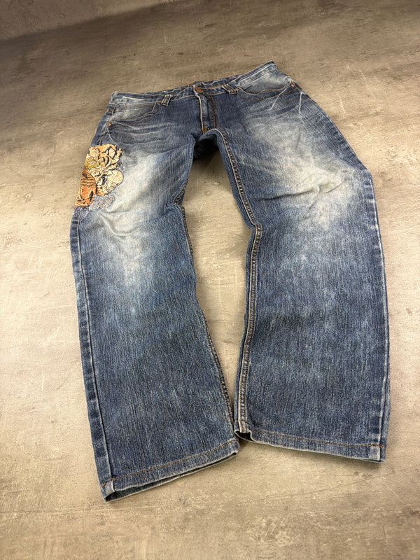 Oniarai Archive "Koi Skull" Tattoo Print Denim – Japanese Cyber
