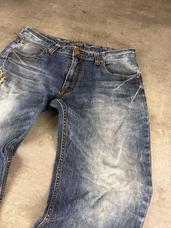 Oniarai Archive "Koi Skull" Tattoo Print Denim – Japanese Cyber