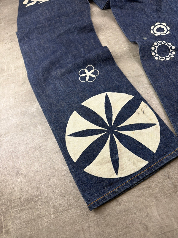 Oniarai Archive "Japanese Rabbit Graphics" Raw Denim Jeans - Indigo