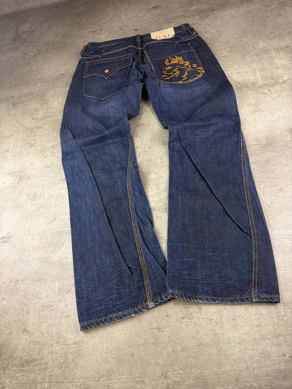 Luke Black Country Originals Japanese Denim "Lion" - Baggy Y2K Embroidery