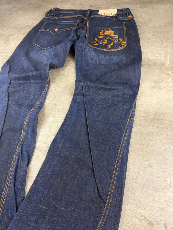 Luke Black Country Originals Japanese Denim "Lion" - Baggy Y2K Embroidery