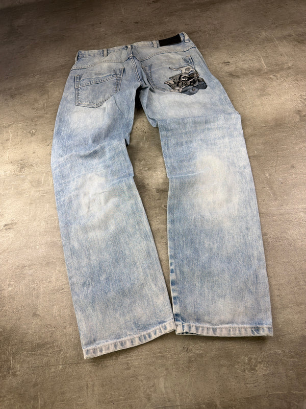 Big Train Japan Archive "High Stakes" Embroidered Denim - Light Wash