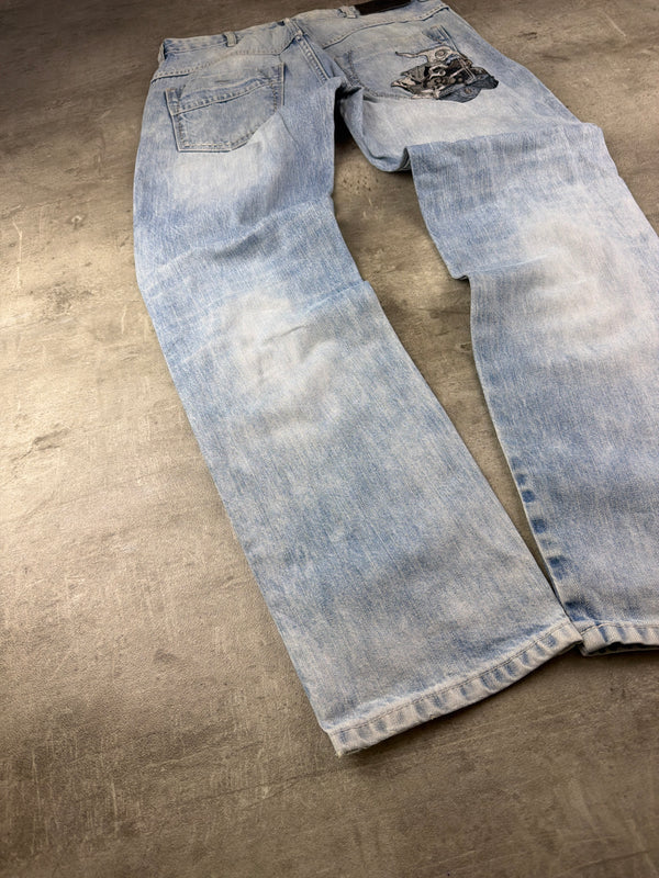Big Train Japan Archive "High Stakes" Embroidered Denim - Light Wash
