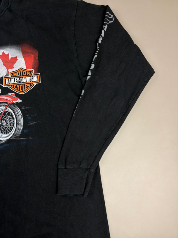 Harley-Davidson 2012 "Prince George Canada" Polar Bear Graphic Longsleeve - All Black / Biker Cyber Grunge