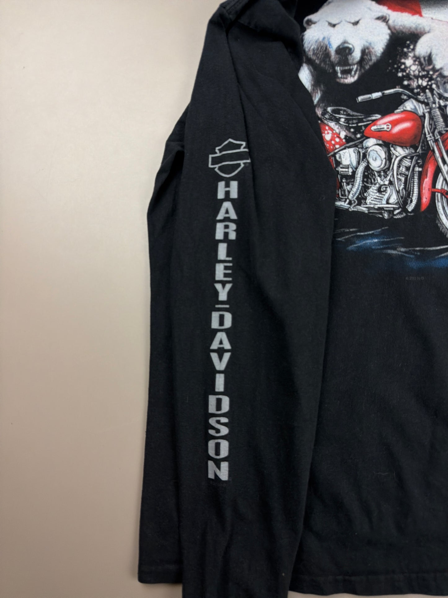 Harley-Davidson 2012 "Prince George Canada" Polar Bear Graphic Longsleeve - All Black / Biker Cyber Grunge