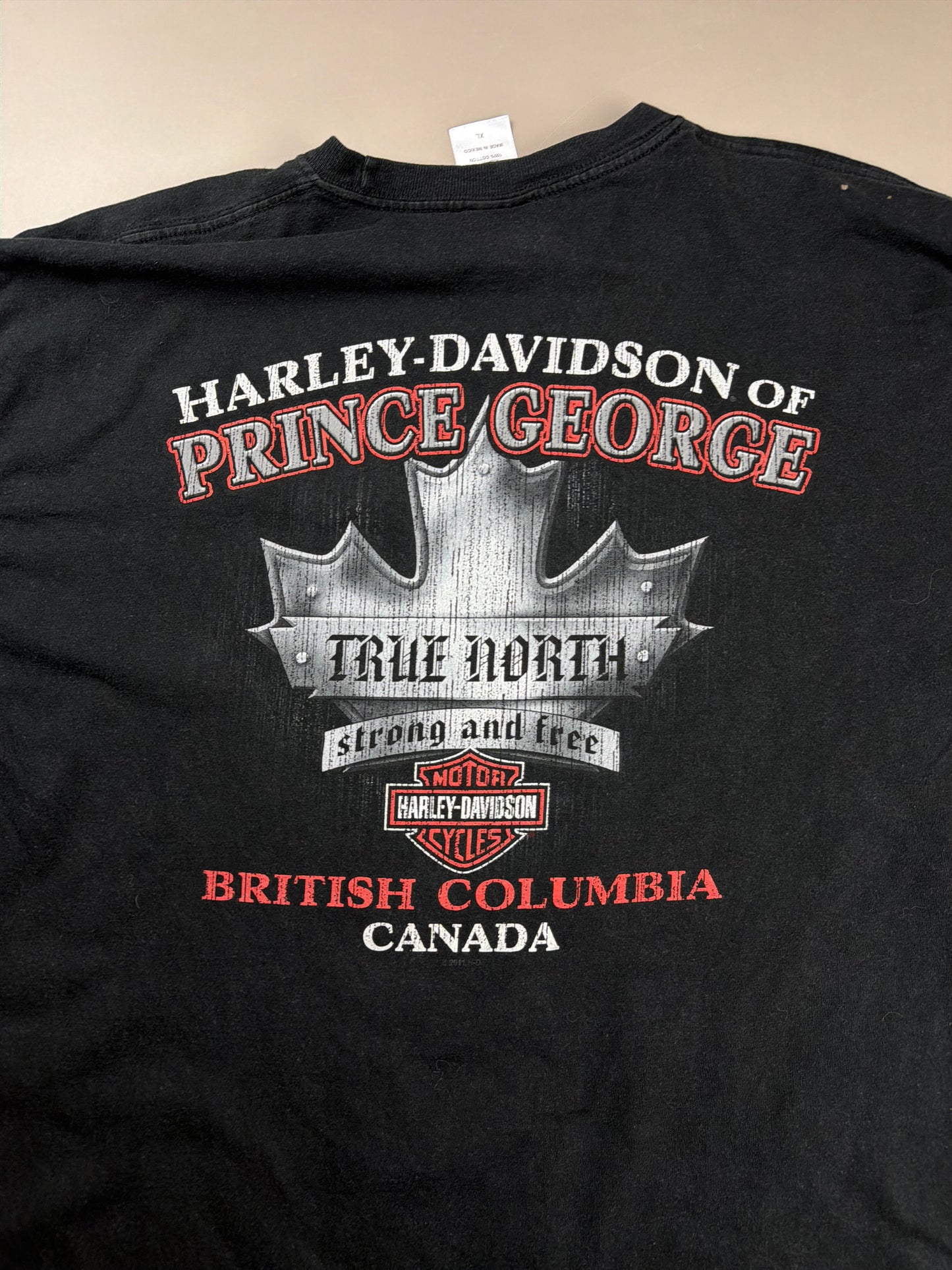 Harley-Davidson 2012 "Prince George Canada" Polar Bear Graphic Longsleeve - All Black / Biker Cyber Grunge