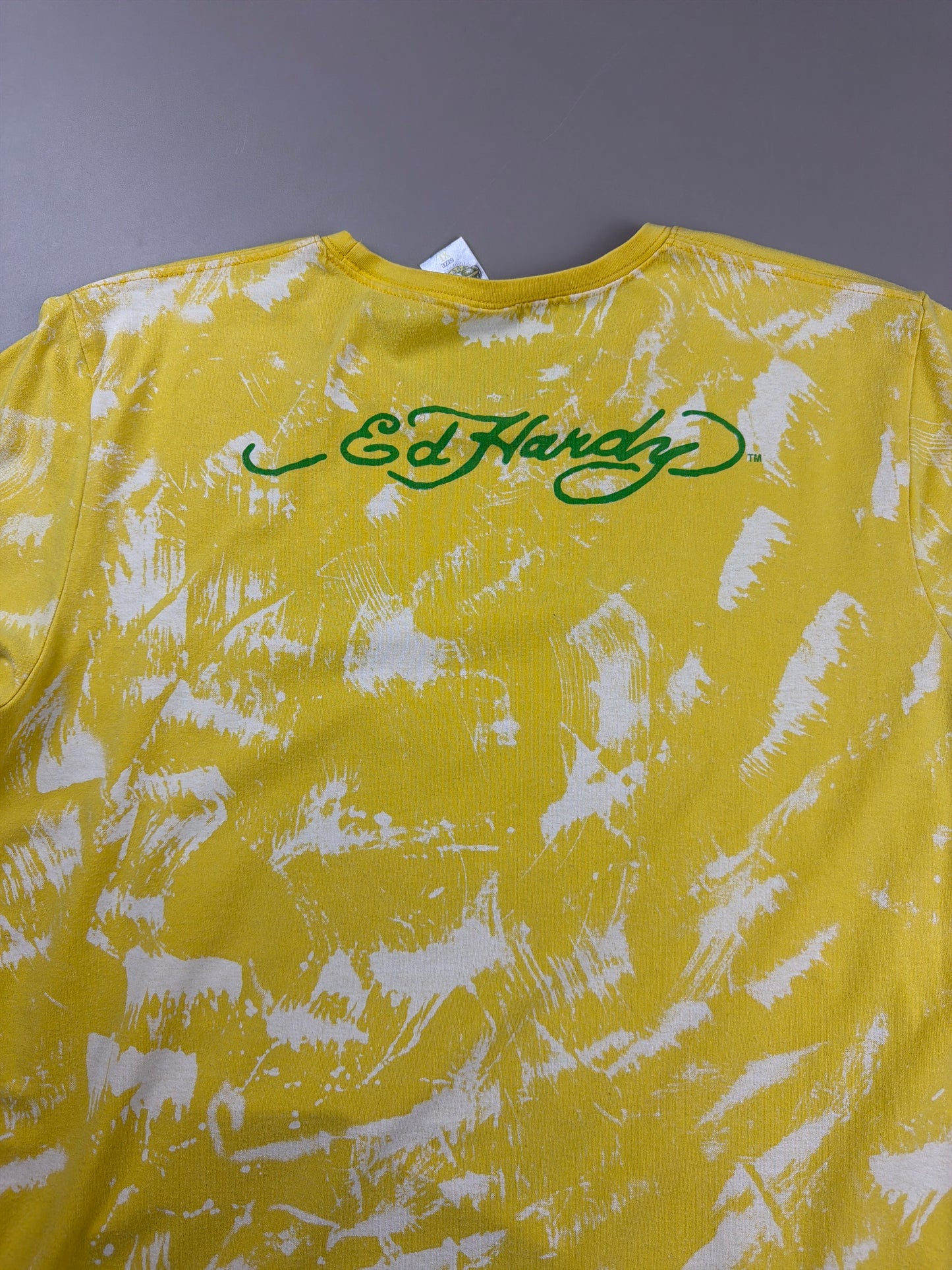 Ed Hardy Vintage "Love Kills Slowly" Graphic Tee - Yellow Wash / Cyber Y2K