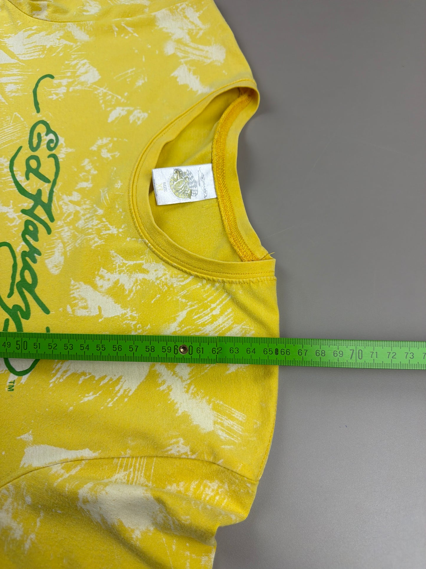Ed Hardy Vintage "Love Kills Slowly" Graphic Tee - Yellow Wash / Cyber Y2K