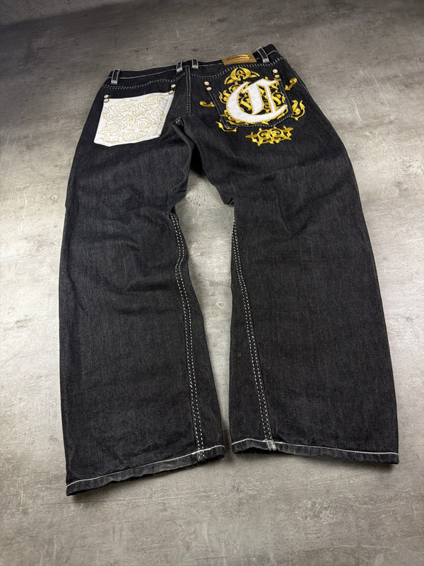 Coogi Luxury Archive "If Luxe Could Kill" Big Logo Jeans - Black Contrast Stitch