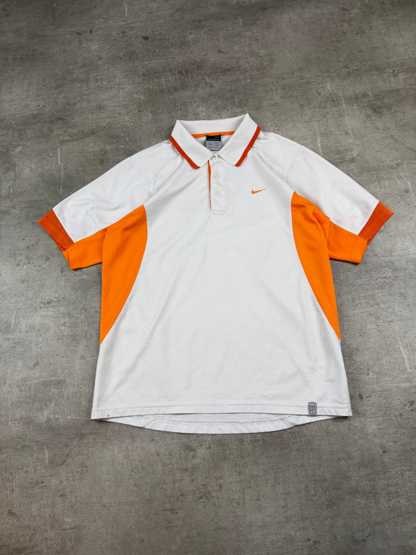 Nike Sphere Dry Mesh Panel Polo Shirt - White / Orange