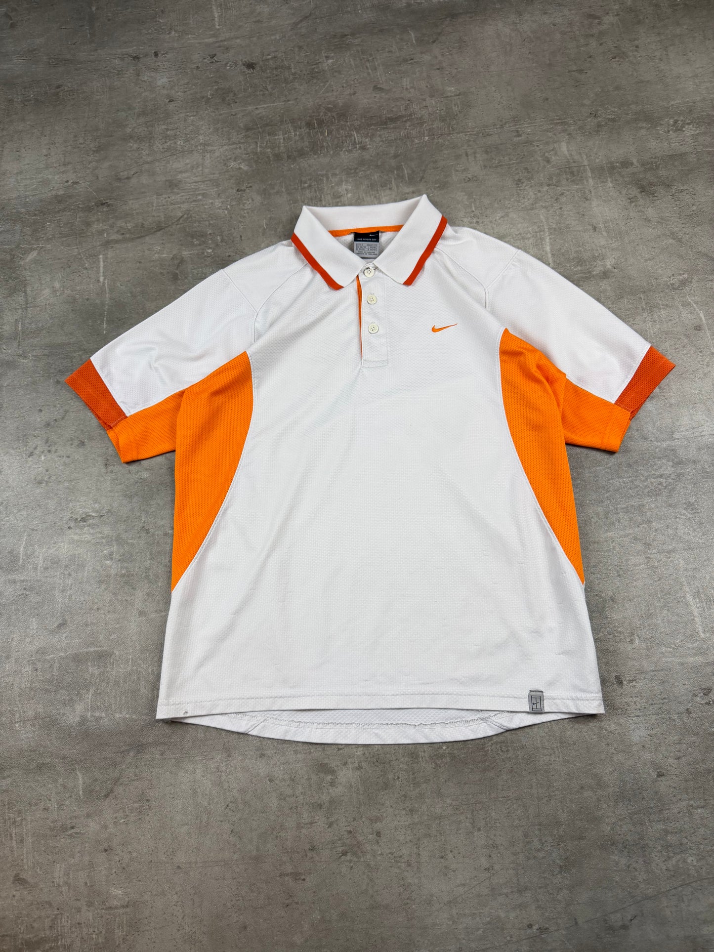 Nike Sphere Dry Mesh Panel Polo Shirt - White / Orange
