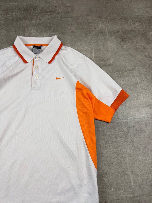 Nike Sphere Dry Mesh Panel Polo Shirt - White / Orange