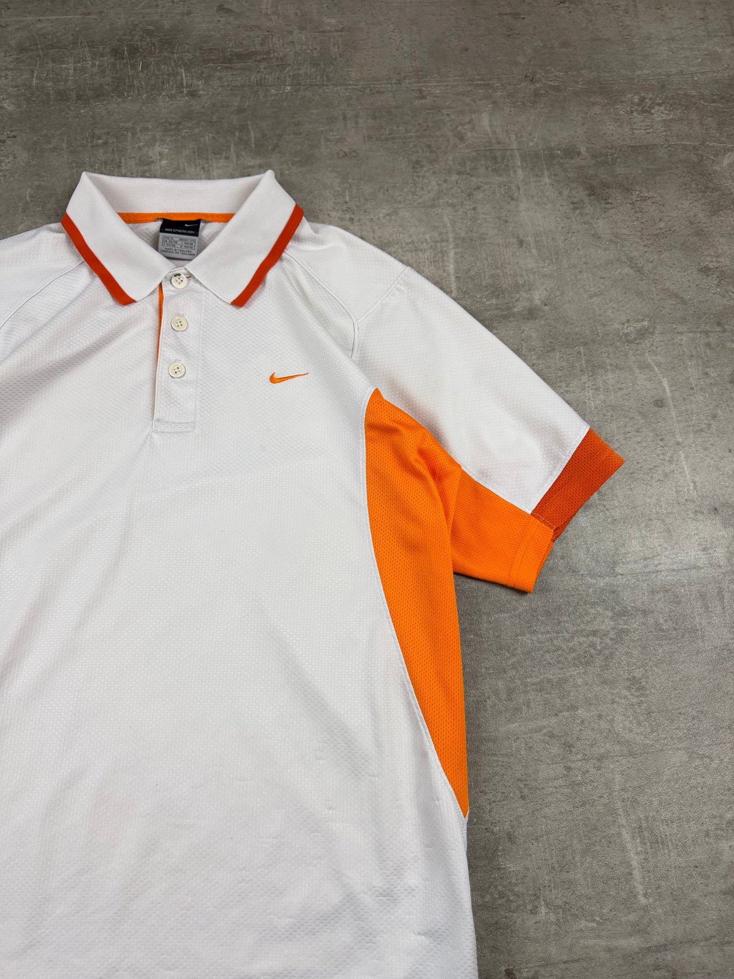 Nike Sphere Dry Mesh Panel Polo Shirt - White / Orange